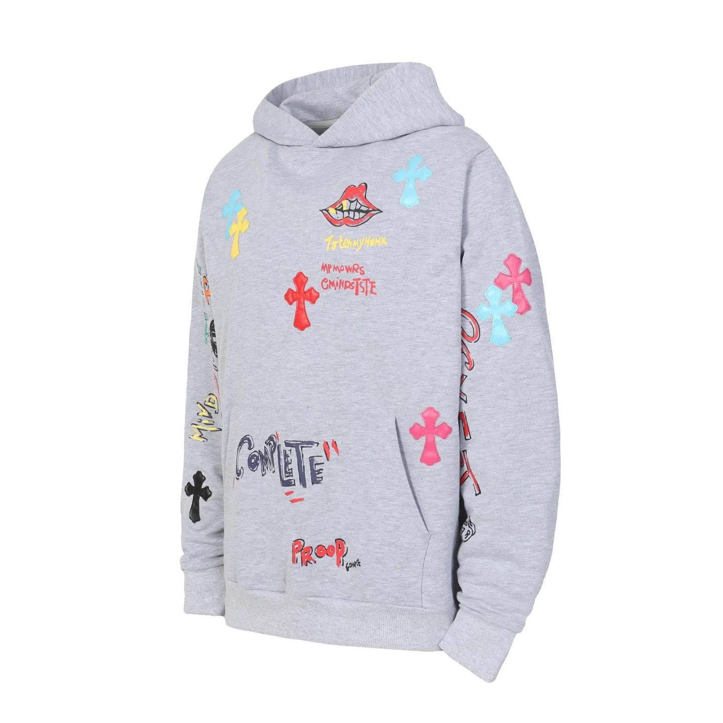 P280 #L3190 cross-border model. Those who pursue quality should not place an order. -Chrome Hearts/Chrome Hearts graffiti spoof printed leather cross✝️Hooded sweatshirt - High weight, high density and high quality. The wool is soft, delicate and skin-friendly. It feels soft and silky. It has excellent warmth and skin-friendly properties. M L XL